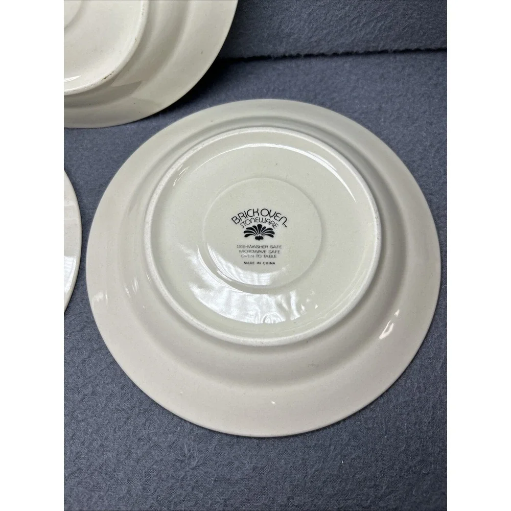 Aunt Rhody Goose Saucers Set of 3 Blue Bow Farmhouse Stoneware‎